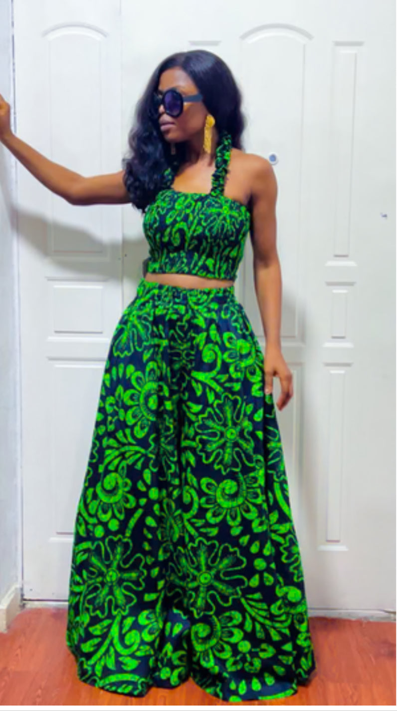 Ama wide leg pants green set