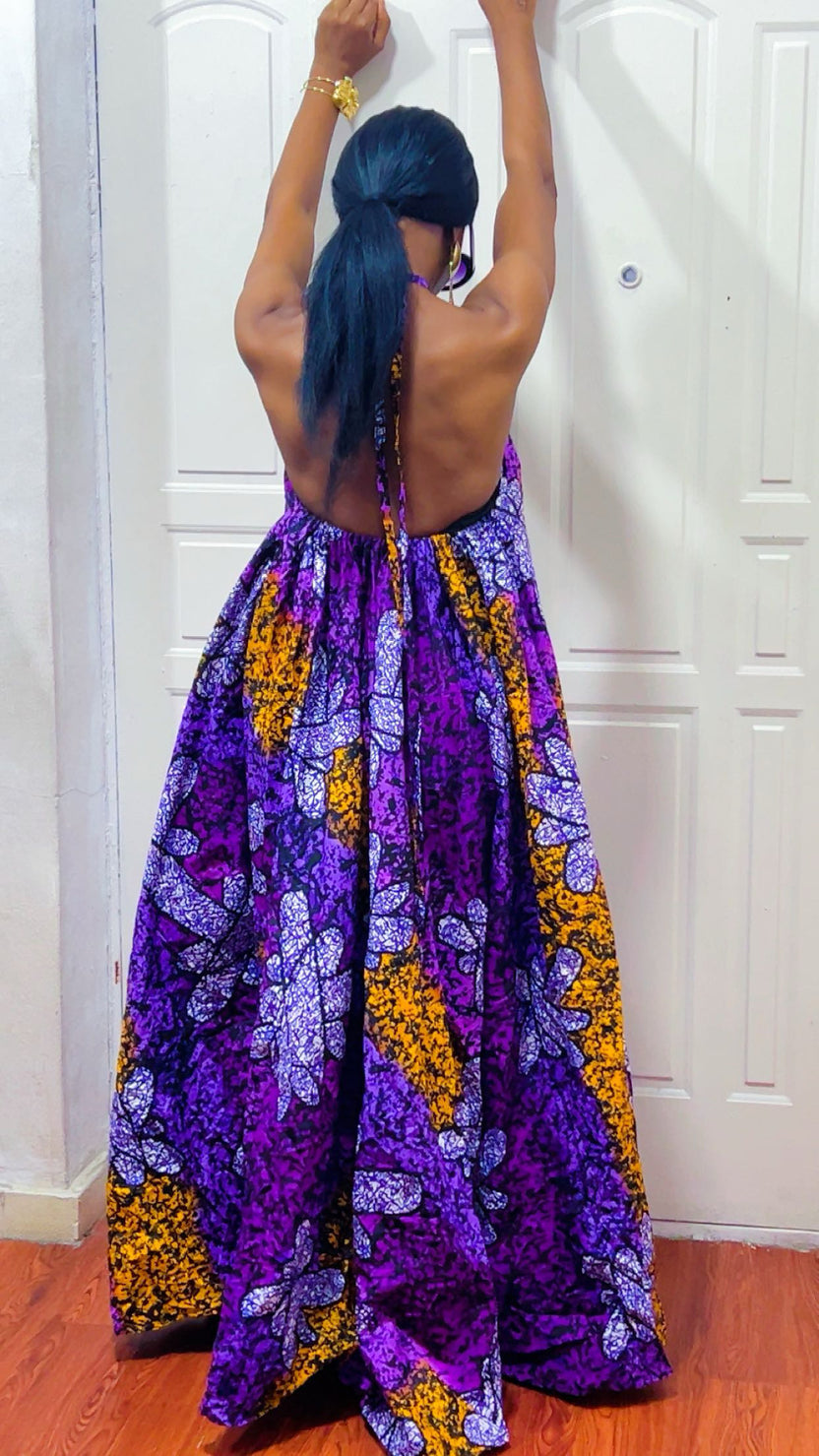 Royal Nkili backless Maxi Dress