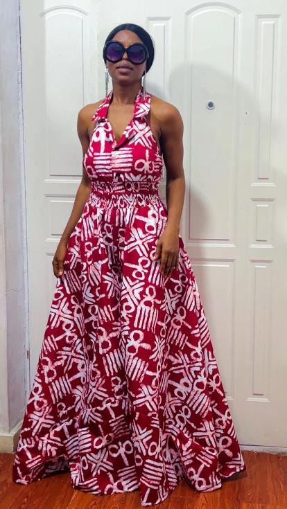 Red tribe boho Wide Leg Ankara jumpsuit